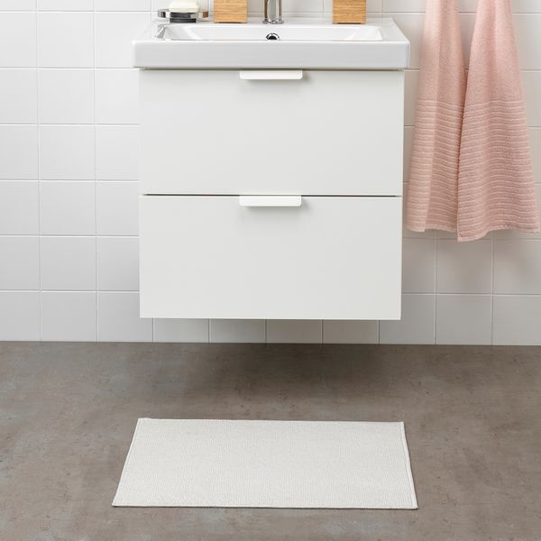 IKEA FINTSEN Білий килимок для ванної кімнати, 40x60 см 90443705 фото