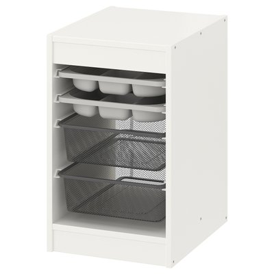 IKEA TROFAST Стелаж з контейнерами/лотками, білий сірий/темно-сірий, 34x44x56 см 39480466 фото