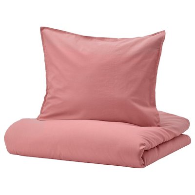 IKEA ANGSLILJA Підковдра та наволочка, темно-рожевий, 150x200/50x60 см 30537636 фото