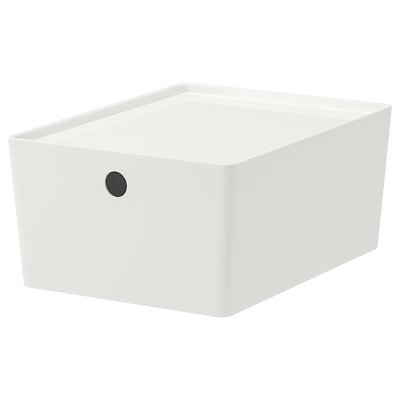 IKEA KUGGIS Ємність з кришкою, біла, 26x35x15 см 60280205 фото