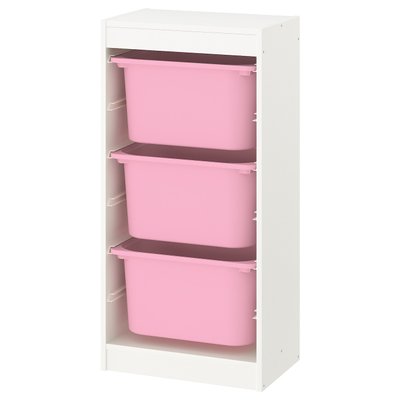 IKEA TROFAST Стелаж з контейнерами, білий/рожевий, 46x30x94 см 89533226 фото