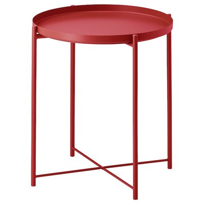 IKEA GLADOM Столик з підносом, червоний, 45x53 см 00533649 фото