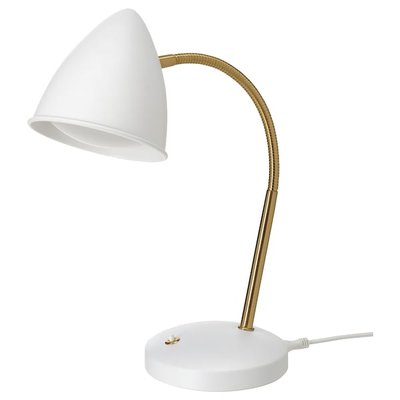 IKEA ISNALEN Світлодіодна настільна лампа, білий/латунний колір 60501264 фото