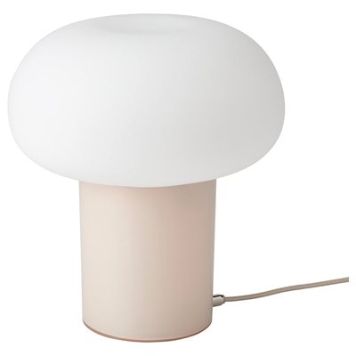 IKEA DEJSA Настільна лампа, бежевий/опалове біле скло, 28 см 90404983 фото