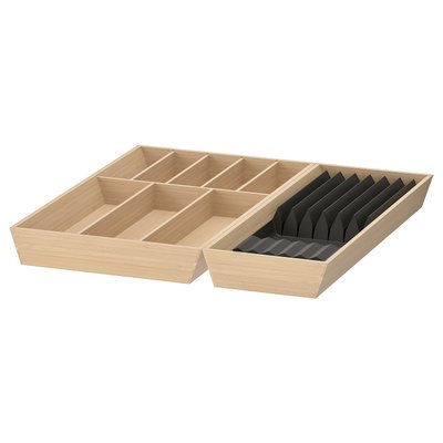 IKEA UPPDATERA Поднос для столових приладів/з перегородками для ножів, світлий бамбук, 52x50 см 59501199 фото
