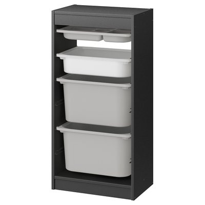 IKEA TROFAST Стелаж з контейнерами/лоток, сірий сірий/білий, 46x30x94 см 99516113 фото