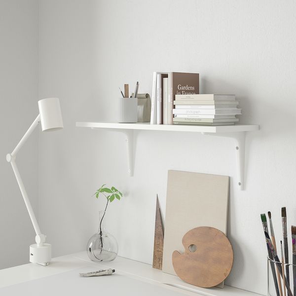 IKEA BURHULT / SIBBHULT Полиця настінна, білий/біла, 59x20 см 89325963 фото