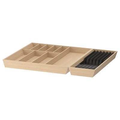 IKEA UPPDATERA Поднос для столових приладів/з перегородками для ножів, світлий бамбук, 72x50 см 59501057 фото