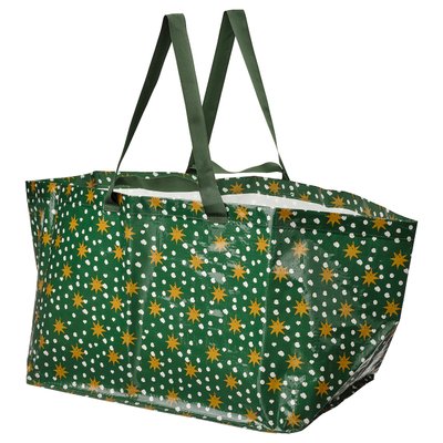 IKEA VINTERFINT Велика сумка, зелений зірковий візерунок, 55x37x35 см/71 л 90557669 фото