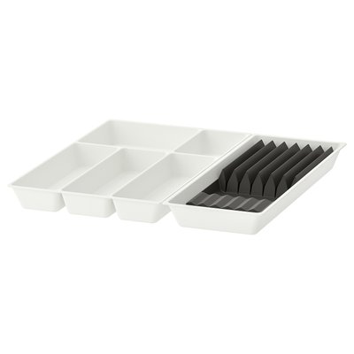 IKEA UPPDATERA Поднос для столовых приборов/с отсеком для ножей, белый/антрацитовый, 52x50 см 09500890 фото