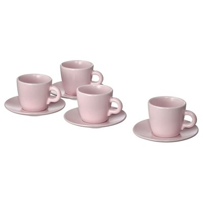 IKEA FARGKLAR Чашка з блюдцем, матова/світло-рожева, 70 мл 00478186 фото
