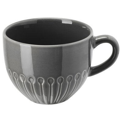 IKEA STRIMMIG Чашка, сіра кераміка, 360 мл 70443184 фото