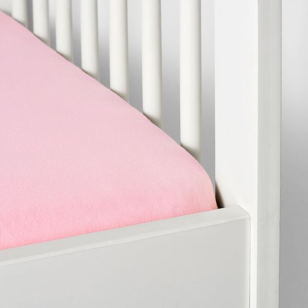 IKEA LEN Дитяче простирадло, біле/рожеве, 60x120 см 60320188 фото