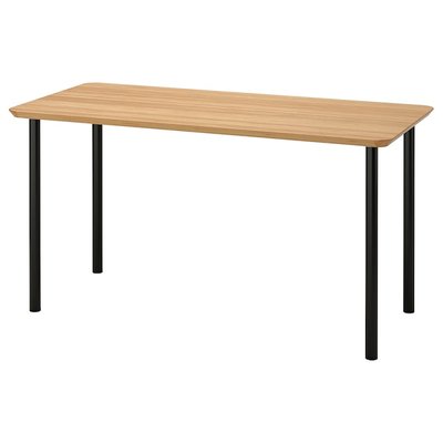 IKEA ANFALLARE / ADILS Стіл, бамбук/чорний, 140x65 см 39417696 фото