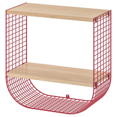 IKEA SVENSHULT Полиця з відділенням для зберігання, коричнево-червоного кольору/дуб покритий білим морилом, 41x20 см 80400075 фото