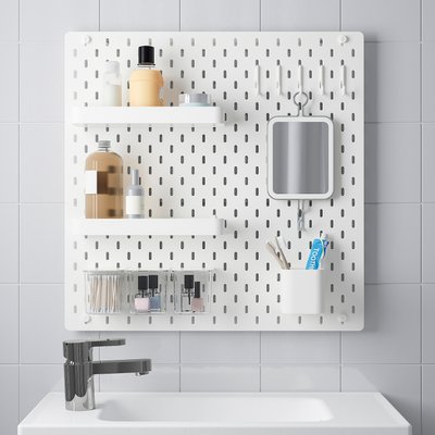IKEA SKADIS Перфорована панель комбінована, біла, 56x56 см 09216595 фото