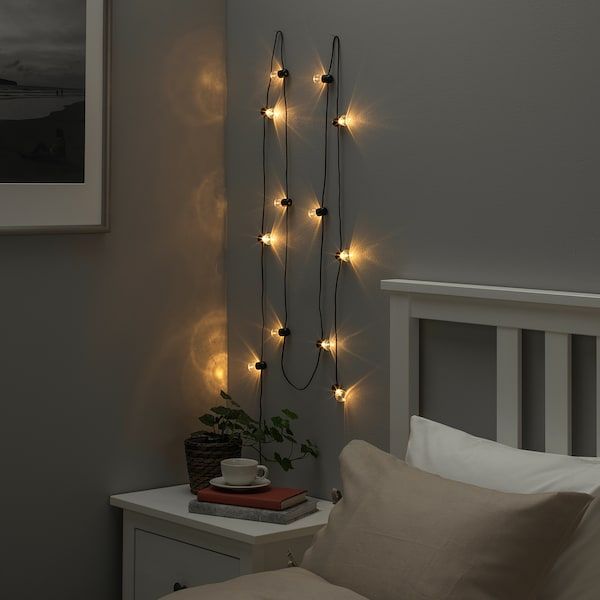 IKEA BLOTSNO Гірлянда LED, 12 лампочок, для внутрішнього використання/на батарейках, чорна 50401509 фото