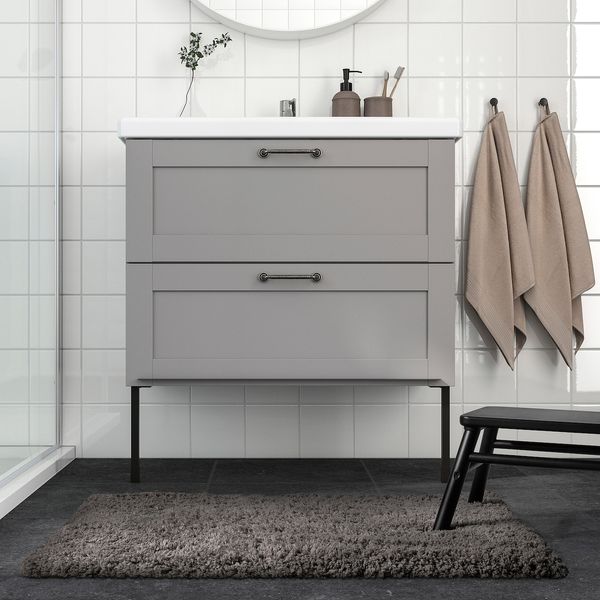 IKEA ALMTJARN Килимок у ванну кімнату, бежевий, 60x90 см 40489423 фото