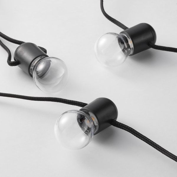 IKEA BLOTSNO Гірлянда LED, 12 лампочок, для внутрішнього використання/на батарейках, чорна 50401509 фото