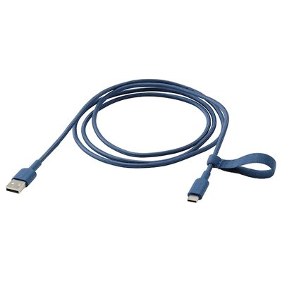 IKEA LILLHULT USB-A USB-C, синій, 1.5 м 50528495 фото