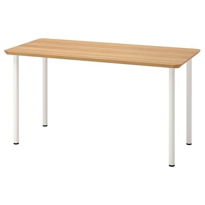 IKEA ANFALLARE / ADILS Стіл письмовий, бамбук/білий, 140x65 см 09417693 фото