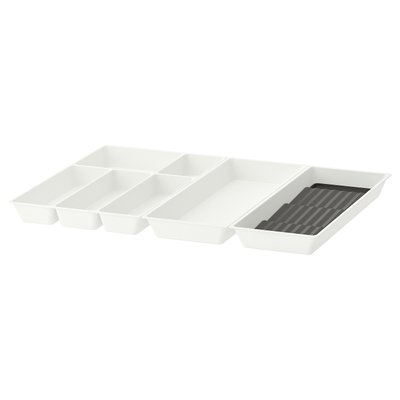 IKEA UPPDATERA Таця для столових приборів з перегородками для приправ, білий/антрацит, 72x50 см 29501068 фото