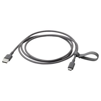IKEA LILLHULT USB-A на USB-C, темно-сірий, 1.5 м 70527602 фото