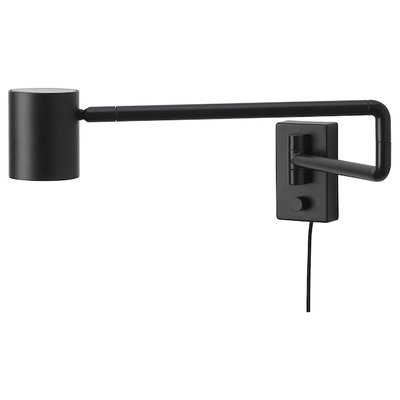 IKEA NYMANE Настінна лампа з поворотним важелем, антрацит 70415218 фото