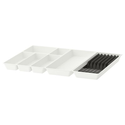 IKEA UPPDATERA Подкладка під столові прилади+відділення/перегородки для ножів, білий/антрацит, 72x50 см 89501065 фото