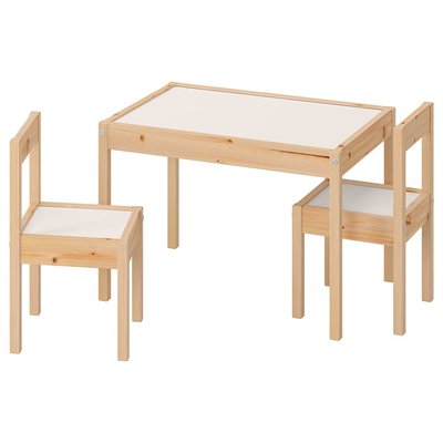 IKEA LATT Дитячий столик і 2 стільці, білий/сосна 50178411 фото