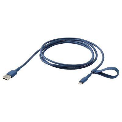 IKEA LILLHULT USB-A на лайтнінг, синій, 1.5 м 10528497 фото