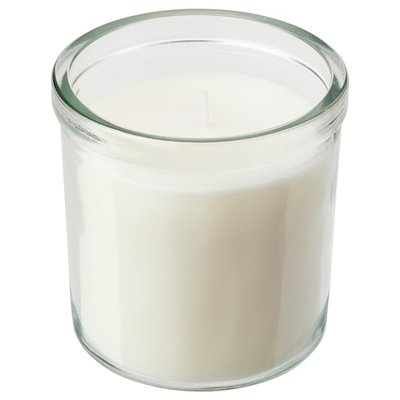 IKEA ADLAD Свічка ароматична у склі, скандинавські ліси/білий, 40 годин 00502186 фото