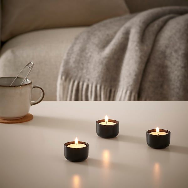 IKEA HEDERVARD Підсвічник для чайних свічок, чорний, 3 см 20510623 фото