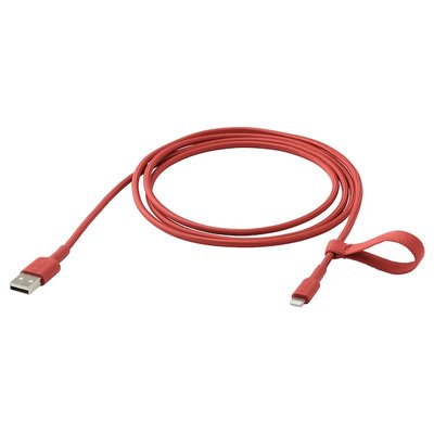 IKEA LILLHULT USB-A на блискавці, червоний, 1.5 м 30528496 фото