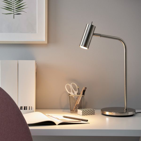 IKEA VIRRMO Світлодіодна настільна лампа, нікельована, 54 см 80471355 фото