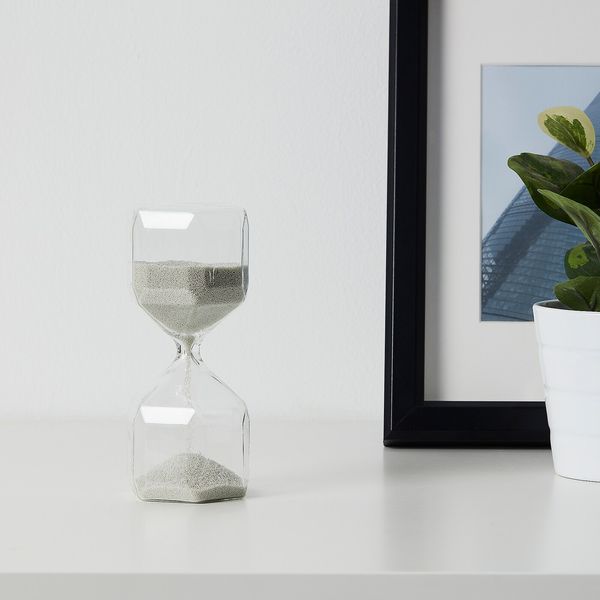 IKEA TILLSYN Пісочний годинник декоративний, безбарвне / біле скло, 16 см 10497839 фото