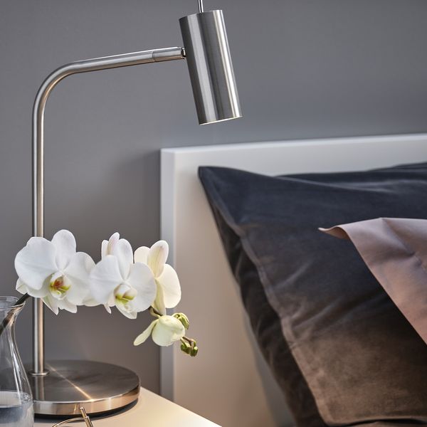 IKEA VIRRMO Світлодіодна настільна лампа, нікельована, 54 см 80471355 фото