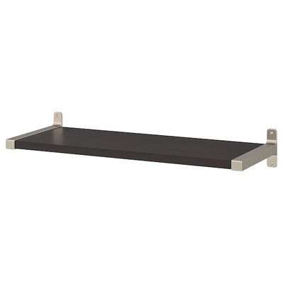 IKEA BERGSHULT / GRANHULT Поличка настінна, коричнево-чорний/нікельована, 80x30 см 79290803 фото