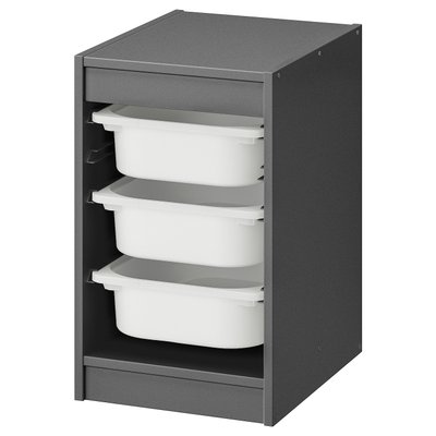 IKEA TROFAST Стелаж з контейнерами, сірий/білий, 34x44x56 см 89516104 фото