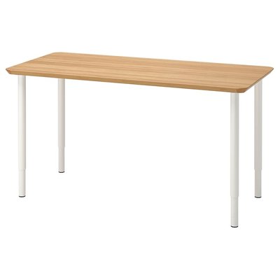 IKEA ANFALLARE / OLOV Стіл, бамбук/білий, 140x65 см 19417701 фото