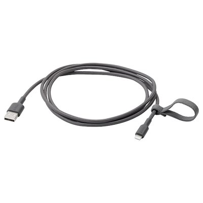 IKEA LILLHULT USB-A на блискавку, темно-сірий, 1.5 м 00527592 фото