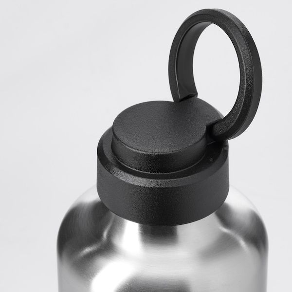 IKEA ENKELSPARIG Пляшка для води, нержавіюча сталь/чорний, 0.7 л 80513529 фото