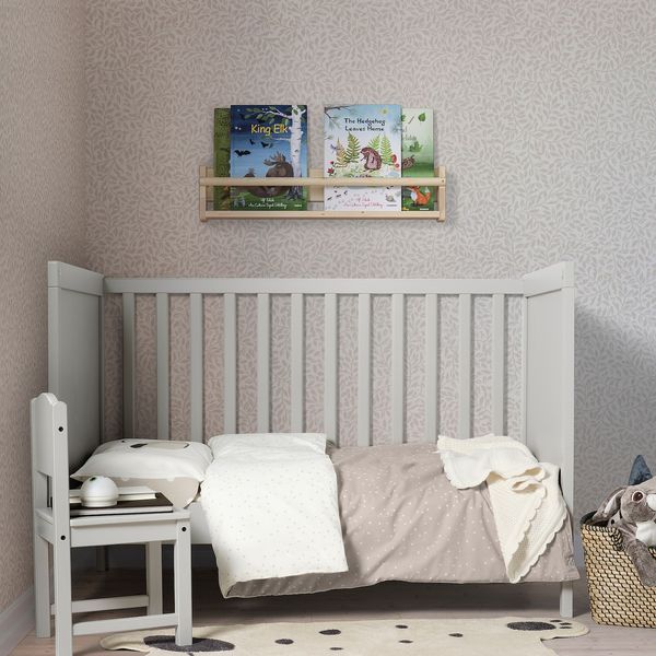IKEA DROMSLOTT Набор постельного белья для детской кроватки, 3 предмета, с рисунком щенков/бежевый, 60x120 см 80526367 фото