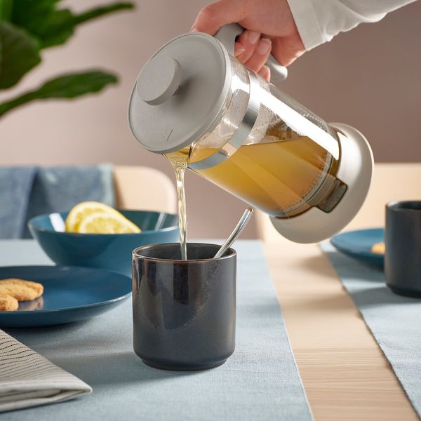 IKEA UPPHETTA Чайник/френч-прес для кави/чаю, скло/нержавіюча сталь, світло-сіро-бежевий, 1 л 10561707 фото