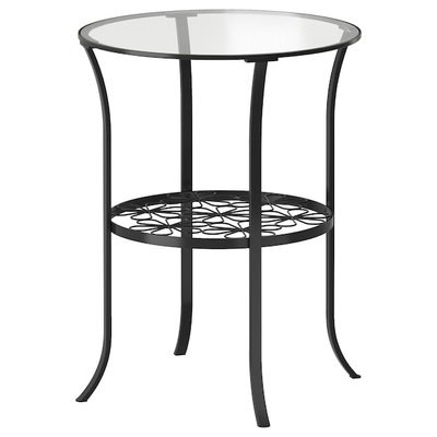 IKEA KLINGSBO Столик, чорний/прозоре скло, 49x62 см 20128564 фото