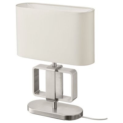 IKEA UPPVIND настільна лампа, нікельована/біла, 47 см 30430386 фото