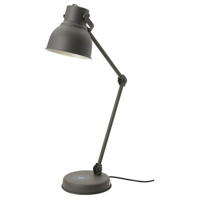 IKEA HEKTAR Лампа на стіл з індукційною зарядкою, темно-сіра 60323436 фото