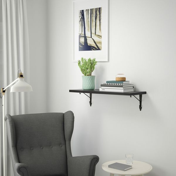 IKEA BERGSHULT / KROKSHULT Стільниця настінна, коричнево-чорний/антрацитовий, 80x30 см 59326073 фото