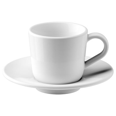 IKEA 365+ Чашка з блюдцем для еспресо, біла, 60 мл 10283409 фото