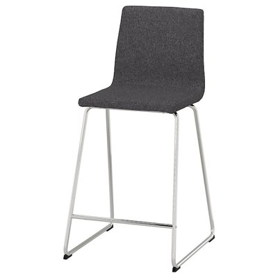 IKEA LILLANAS Барный стул, хром/Gunnared тёмно-серый, 63 см 90534791 фото